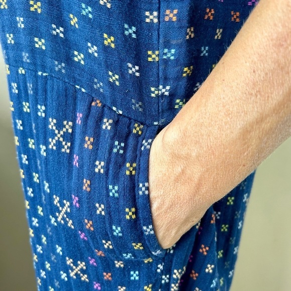 Ace & Jig Tie Neck Jumpsuit Sleeveless Jumper Overall Onesie Romper Blue Size XS - Picture 7 of 11